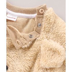 Babyhug Knit Full Sleeves Sweatshirt Puppy Face Design - Brown