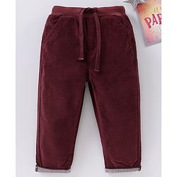 Babyhug Full Length Solid Corduroy Pants - Maroon