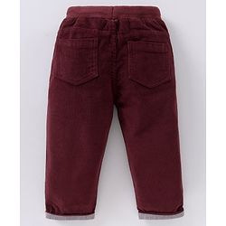 Babyhug Full Length Solid Corduroy Pants - Maroon