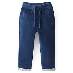 Babyhug Cotton Full Length Corduroy Pants Solid Colour - Royal Blue
