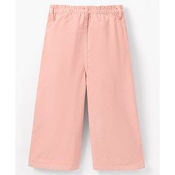 Babyhug Cotton Stretchable Culotte Length Corduroy Pants Flower Embroidery - Pink