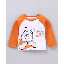 Babyhug Full Sleeves T-shirt Winnie the Pooh Print - Orange White