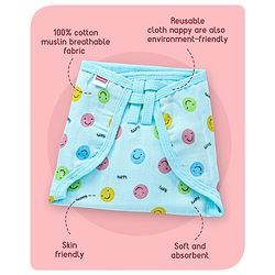 Babyhug Muslin Cotton Dyed Printed Cloth Nappies Extra Small Set of 5 - Multicolour