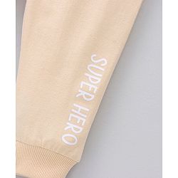 Babyhug Cotton Full Length Lounge Pants Text Print - Cream