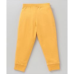 Babyhug Cotton Knit Full Length Joggers Pant Text Print - Yellow