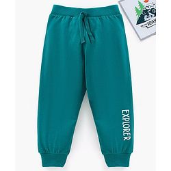 Babyhug Cotton Full Length Lounge Pant Text Print - Green