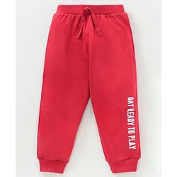 Babyhug Cotton Knit Full Length Joggers Pant Text Print Pack of 2 - Navy Red