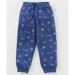 Babyhug Cotton Knit Full Length Joggers Pant Text Print Pack of 2 - Navy Red