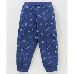 Babyhug Cotton Knit Full Length Joggers Pant Text Print Pack of 2 - Navy Red