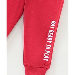 Babyhug Cotton Knit Full Length Joggers Pant Text Print Pack of 2 - Navy Red