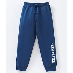 Babyhug Cotton Full Length Lounge Pants Text Print Pack of 2 - Navy Blue