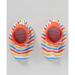 Babyhug 100% Cotton Cap Mittens & Booties Multicolour - Circumference 32 cm