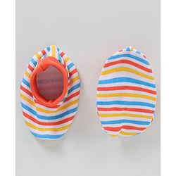 Babyhug 100% Cotton Cap Mittens & Booties Multicolour - Circumference 32 cm