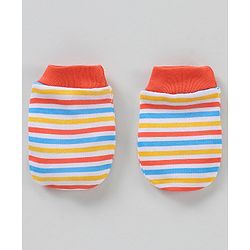 Babyhug 100% Cotton Cap Mittens & Booties Multicolour - Circumference 32 cm