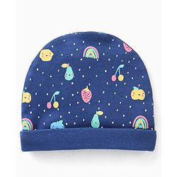 Babyhug 100% Cotton Cap Mittens & Booties Set Fruits Print - Diameter 11 cm