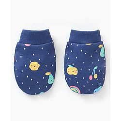 Babyhug 100% Cotton Cap Mittens & Booties Set Fruits Print - Diameter 11 cm