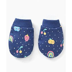 Babyhug 100% Cotton Cap Mittens & Booties Set Fruits Print - Diameter 11 cm