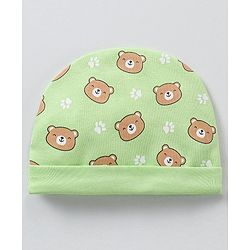 Babyhug 100% Cotton Cap Mittens & Booties Green - Circumference 39 cm