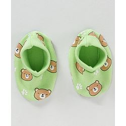 Babyhug 100% Cotton Cap Mittens & Booties Green - Circumference 39 cm