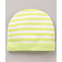 Babyhug 100 % Cotton Cap Mittens and Booties Stripes Print Green - Diameter 12 cm