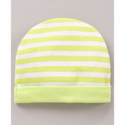 Babyhug 100 % Cotton Cap Mittens and Booties Stripes Print Green - Diameter 12 cm
