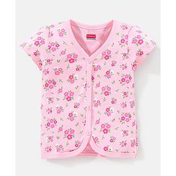 Babyhug 100% Cotton Short Sleeves Vest Floral Print - Pink