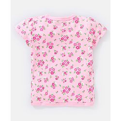 Babyhug 100% Cotton Short Sleeves Vest Floral Print - Pink