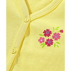 Babyhug 100% Cotton Knit Short Sleeves Vest Floral Print - Yellow