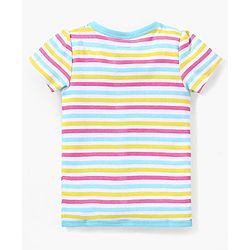 Babyhug 100% Cotton Knit Half Sleeves Striped Vest - White & Blue