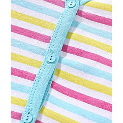 Babyhug 100% Cotton Knit Half Sleeves Striped Vest - White & Blue