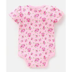 Babyhug 100% Cotton Half Sleeves Onesies Floral Print - Pink