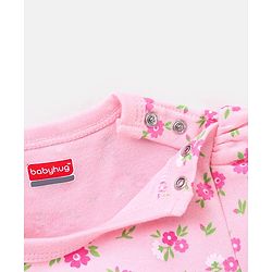 Babyhug 100% Cotton Half Sleeves Onesies Floral Print - Pink