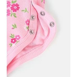 Babyhug 100% Cotton Half Sleeves Onesies Floral Print - Pink