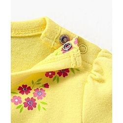 Babyhug 100% Cotton Half Sleeves Onesie Floral Print - Yellow