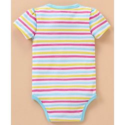 Babyhug 100% Cotton Knit Half Sleeves Onesie Striped - Multicolour