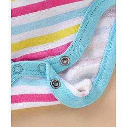 Babyhug 100% Cotton Knit Half Sleeves Onesie Striped - Multicolour