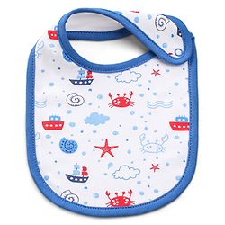 Babyhug Cotton Snap Buttons Closure Bear Print Pack of 2 - Blue & White