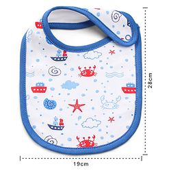 Babyhug Cotton Snap Buttons Closure Bear Print Pack of 2 - Blue & White