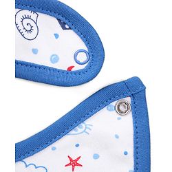 Babyhug Cotton Snap Buttons Closure Bear Print Pack of 2 - Blue & White