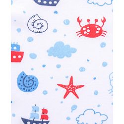 Babyhug Cotton Snap Buttons Closure Bear Print Pack of 2 - Blue & White