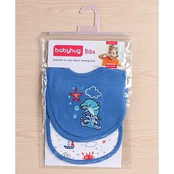 Babyhug Cotton Snap Buttons Closure Bear Print Pack of 2 - Blue & White