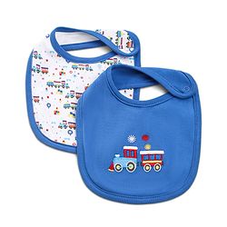 Babyhug Cotton Snap Buttons Closure Bear Print Pack of 2 - Blue & White