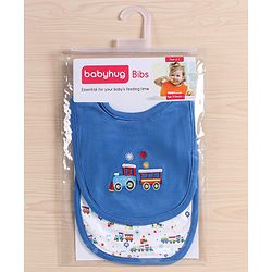 Babyhug Cotton Snap Buttons Closure Bear Print Pack of 2 - Blue & White