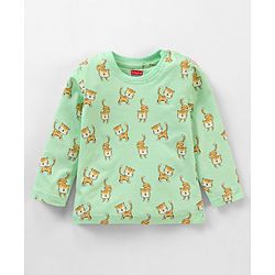Babyhug Full Sleeves Tiger Printed  Night Suit - Green