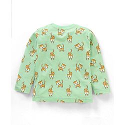 Babyhug Full Sleeves Tiger Printed  Night Suit - Green