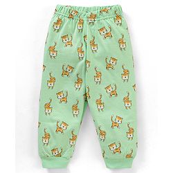 Babyhug Full Sleeves Tiger Printed  Night Suit - Green