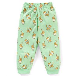 Babyhug Full Sleeves Tiger Printed  Night Suit - Green