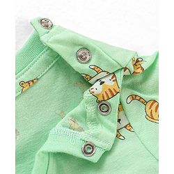 Babyhug Full Sleeves Tiger Printed  Night Suit - Green