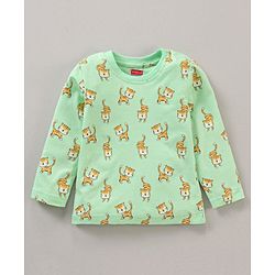 Babyhug Full Sleeves Tiger Printed  Night Suit - Green