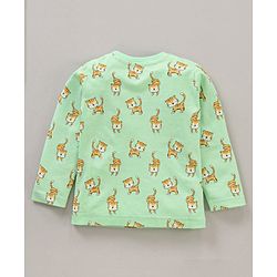 Babyhug Full Sleeves Tiger Printed  Night Suit - Green